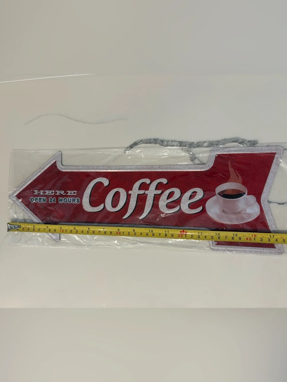 Coffee Arrow Tin Wall Sign - Red - One Size